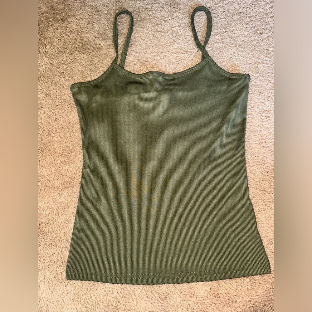 Olive Green Ribbed Tank Top